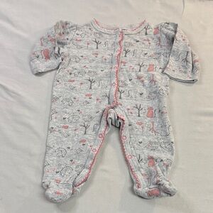 Vitamins Baby - 3M - Grey and Pink Kids One Piece Footie Sleeper